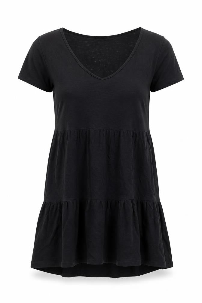 Sportsgirl Womens Black 100% Cotton T-Shirt Dress Size XS V-Neck Pullover