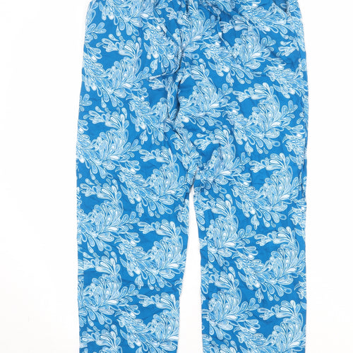 Kate Lily Womens Blue Geometric Polyester Trousers Size 14 Regular Drawstring