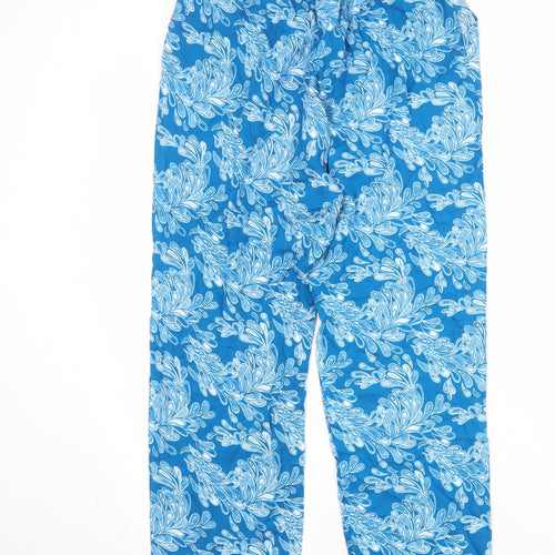 Kate Lily Womens Blue Geometric Polyester Trousers Size 14 Regular Drawstring