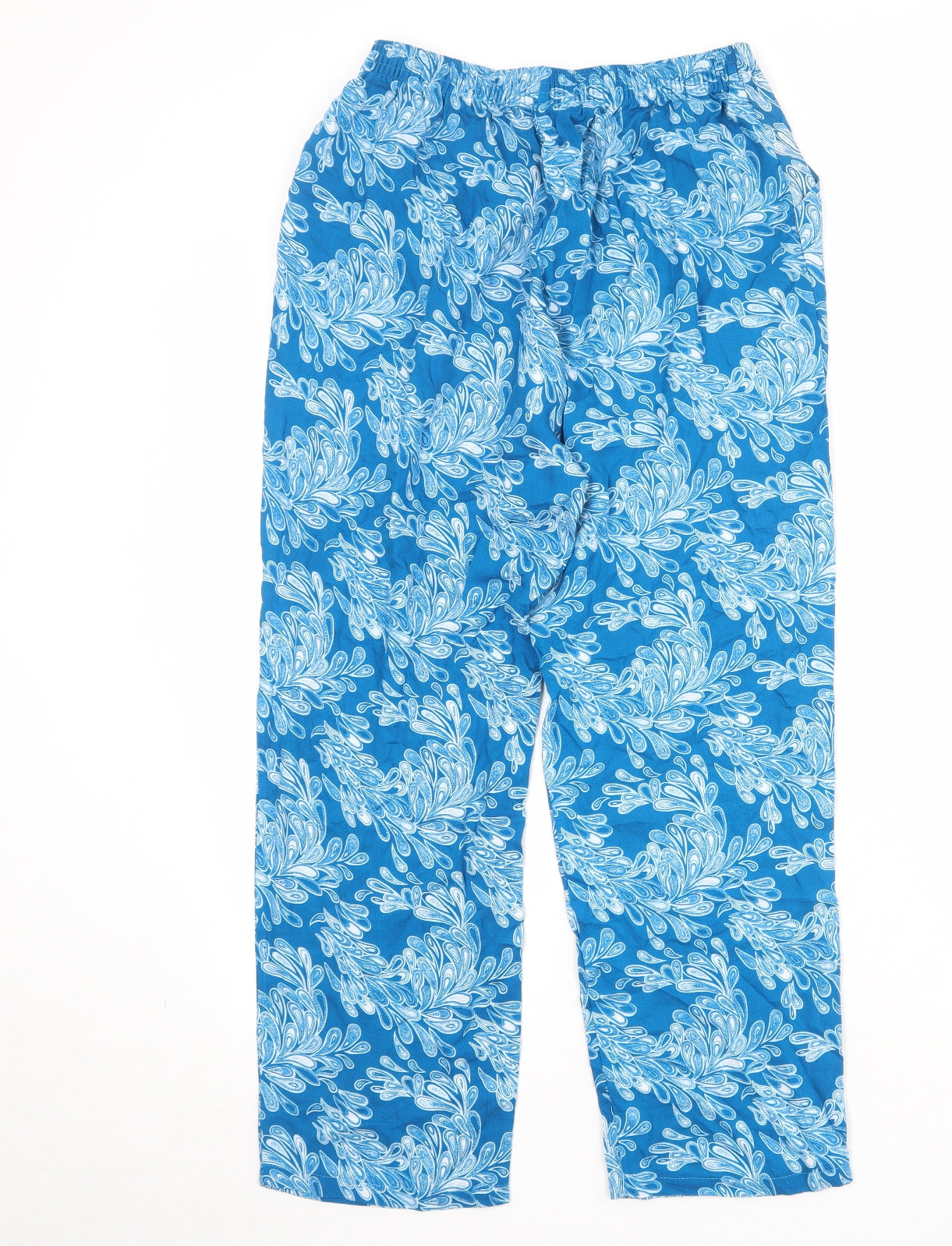 Kate Lily Womens Blue Geometric Polyester Trousers Size 14 Regular Drawstring