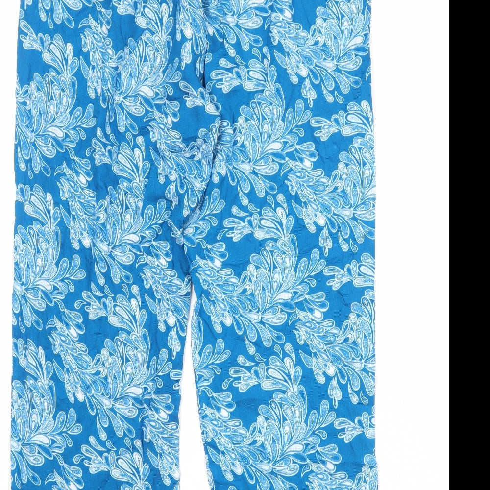 Kate Lily Womens Blue Geometric Polyester Trousers Size 14 Regular Drawstring
