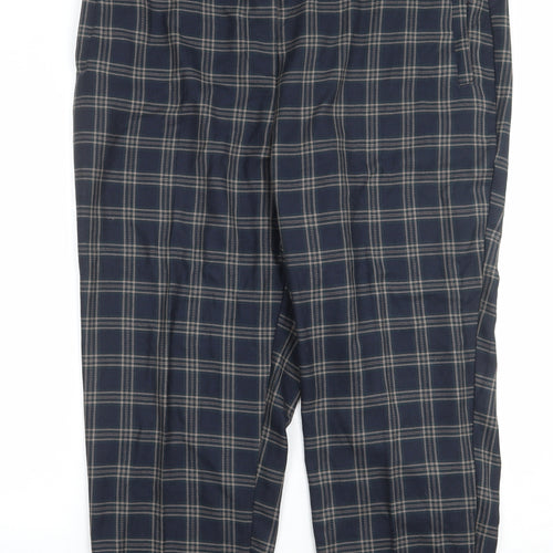 NEXT Womens Black Plaid Polyester Trousers Size 42 in Regular Zip