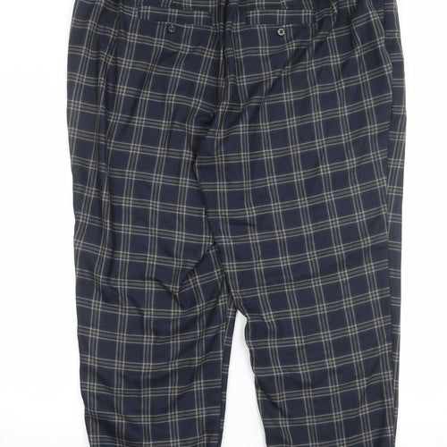 NEXT Womens Black Plaid Polyester Trousers Size 42 in Regular Zip