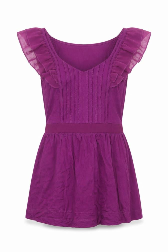 Front view of H&M women’s purple viscose basic blouse, size XS, v-neck