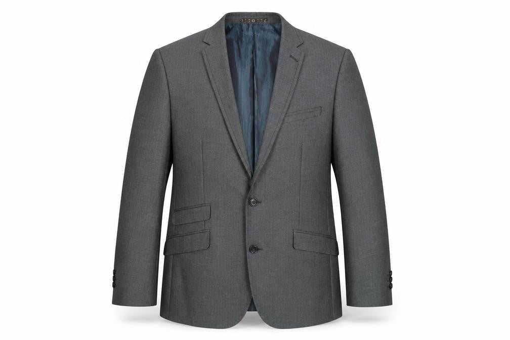 Front view of Harry Brown men’s grey polyester jacket suit jacket, size 40, regular
