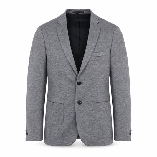 Front view of Burton men’s grey polyester jacket blazer, size 38, regular