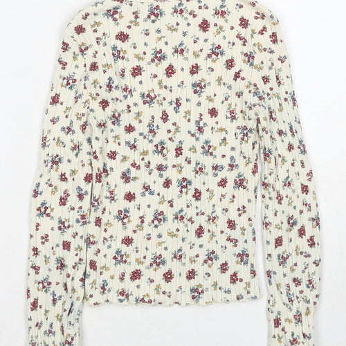 Zara Girls Multicoloured Floral Polyester Basic Blouse Size 9 Years Round Neck Pullover