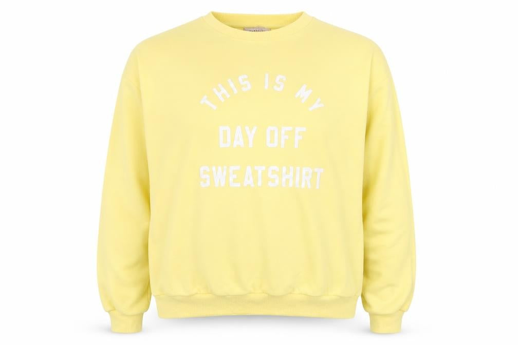 Mynelly Womens Yellow Cotton Pullover Sweatshirt Size S Pullover - This is My Day Off Sweatshirt Size S-M