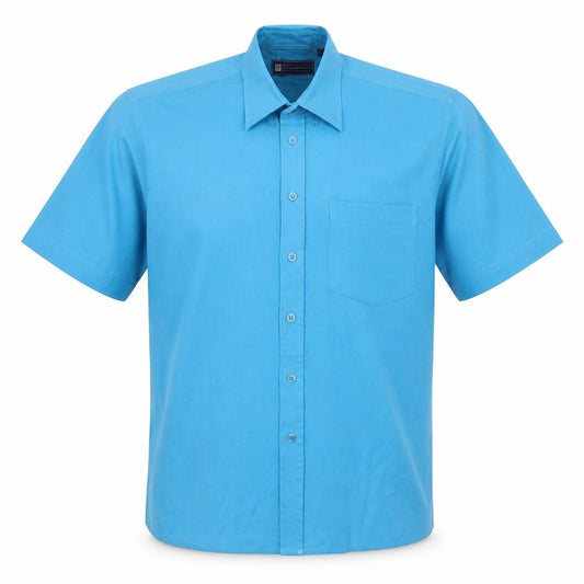 Casual Shirtings Mens Blue Polyester Button-Up Size L Collared Button