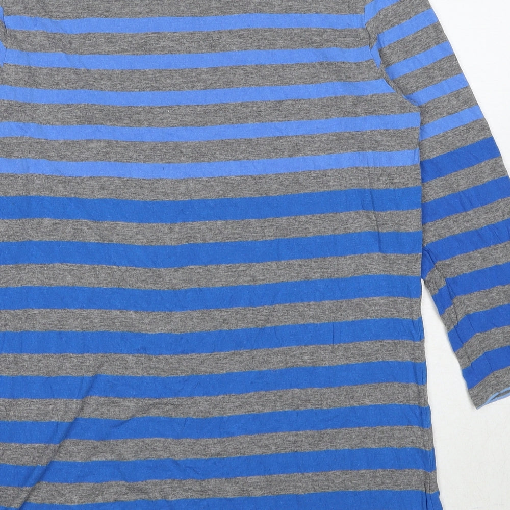 Autograph Womens Blue Striped Viscose Basic T-Shirt Size 14 Boat Neck