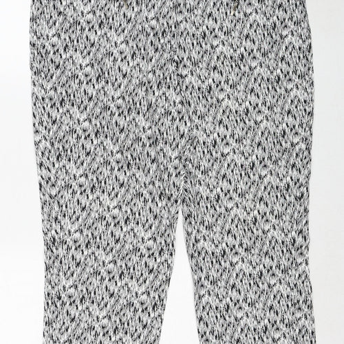 Millers Womens White Geometric Cotton Trousers Size 16 Regular Zip
