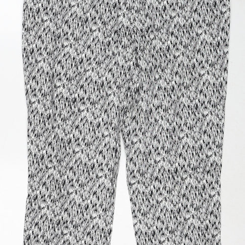 Millers Womens White Geometric Cotton Trousers Size 16 Regular Zip