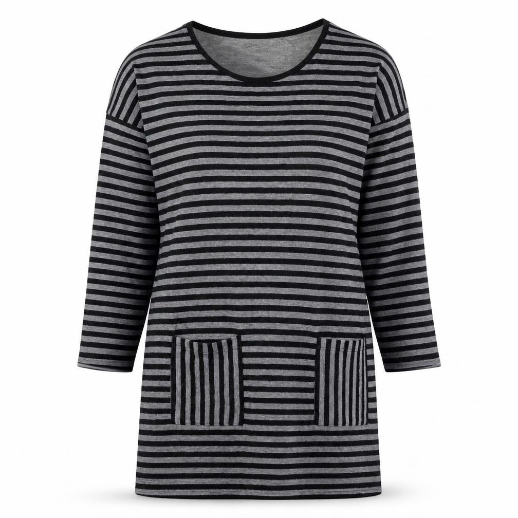 NEXT Womens Black Striped Cotton Jumper Dress Size 10 Round Neck Pullover