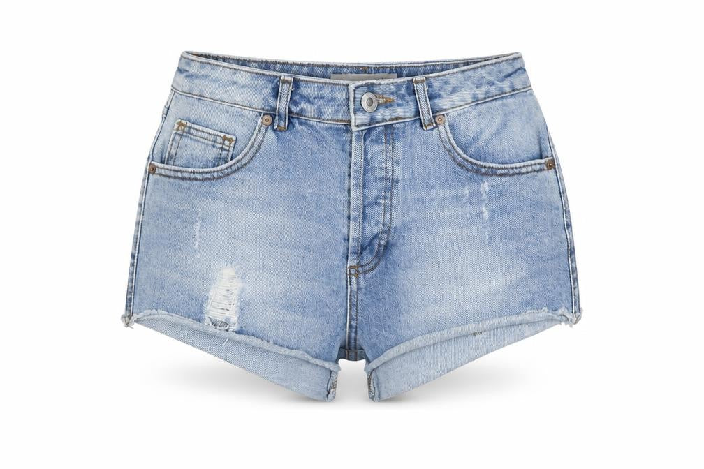 Topshop Womens Blue Cotton Cut-Off Shorts Size 28 in Regular Zip
