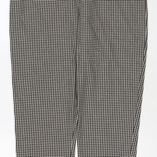 Made in Italy Womens Black Geometric Cotton Carrot Trousers Size 12 Regular Zip