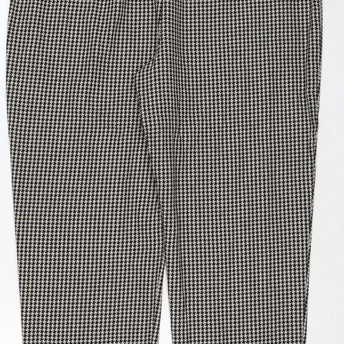 Made in Italy Womens Black Geometric Cotton Carrot Trousers Size 12 Regular Zip