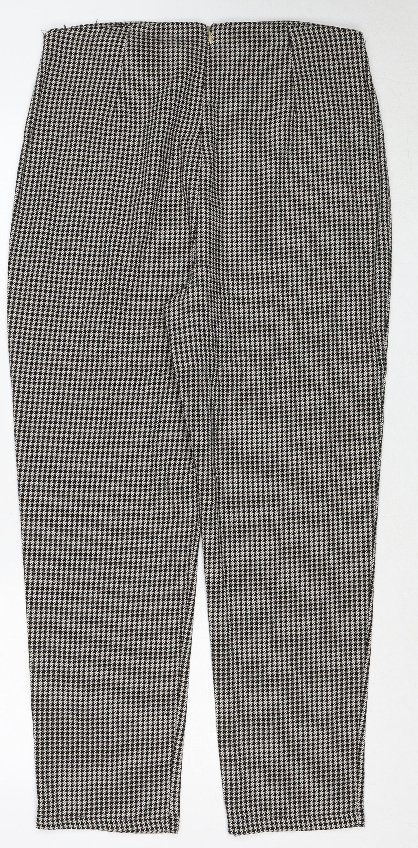Made in Italy Womens Black Geometric Cotton Carrot Trousers Size 12 Regular Zip