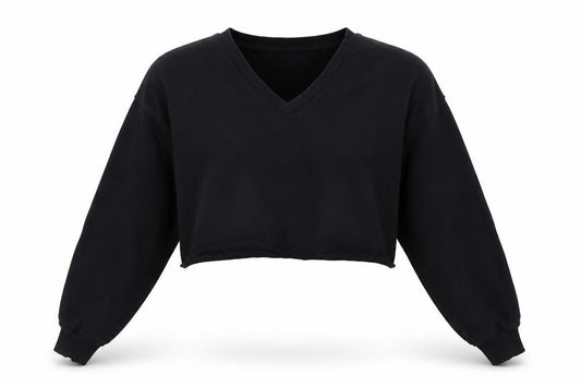 Front view of ASOS women’s black polyester pullover sweatshirt, size UK 6, pullover