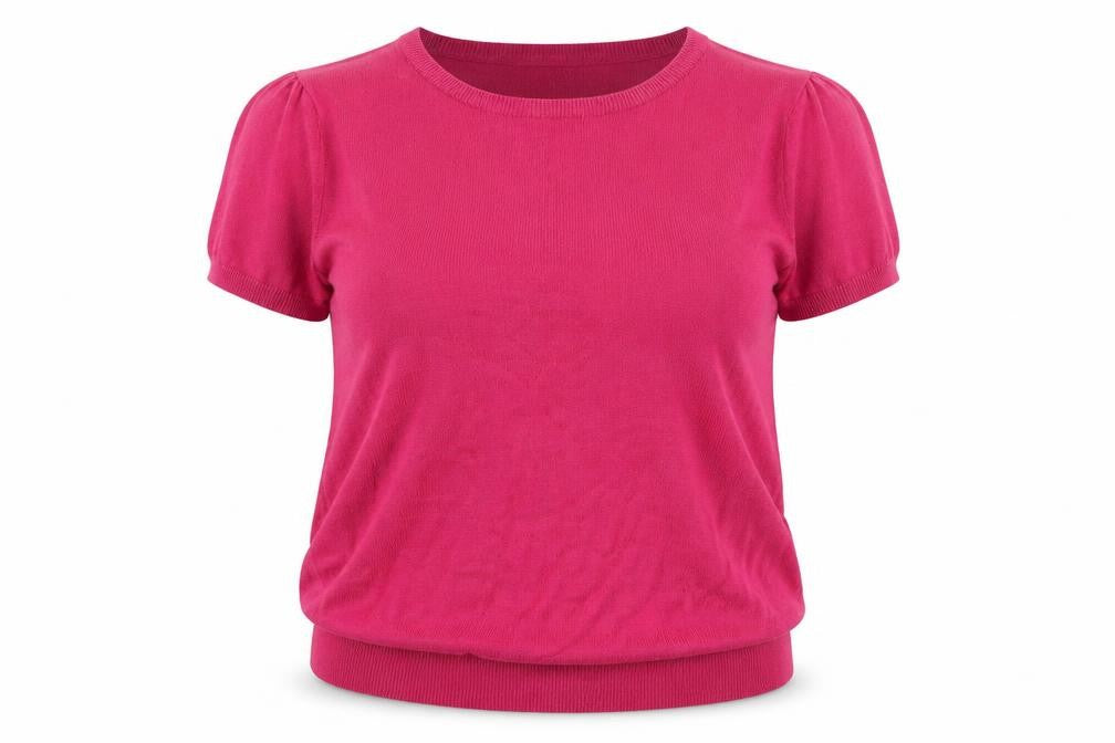 Front view of Next women’s orange cotton basic blouse, size UK 12, round neck