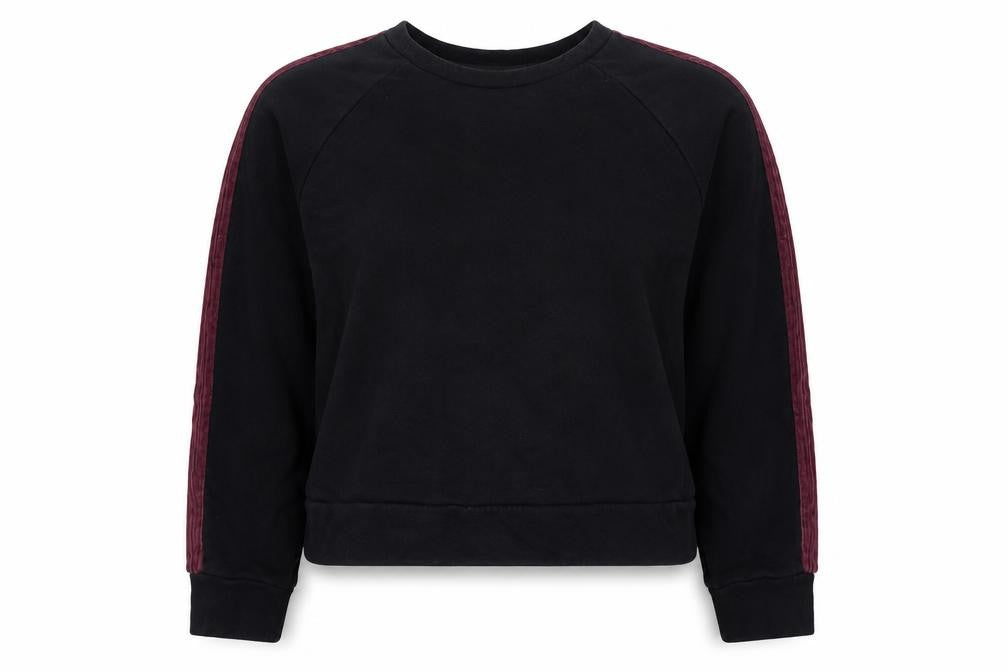 Front view of Kiliwatch women’s black cotton pullover sweatshirt, size M, pullover
