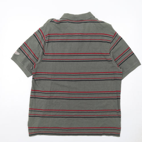 Marks and Spencer Mens Green Striped Cotton Polo Size XL Collared Button