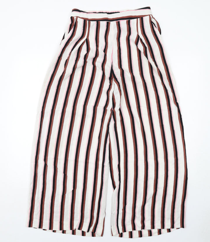 Monki Womens Multicoloured Striped Viscose Trousers Size S Regular