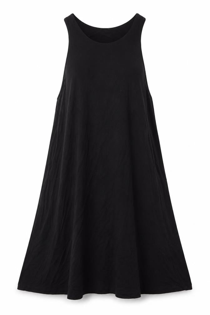 Front view of H&M women’s black viscose a-line, size S, round neck pullover