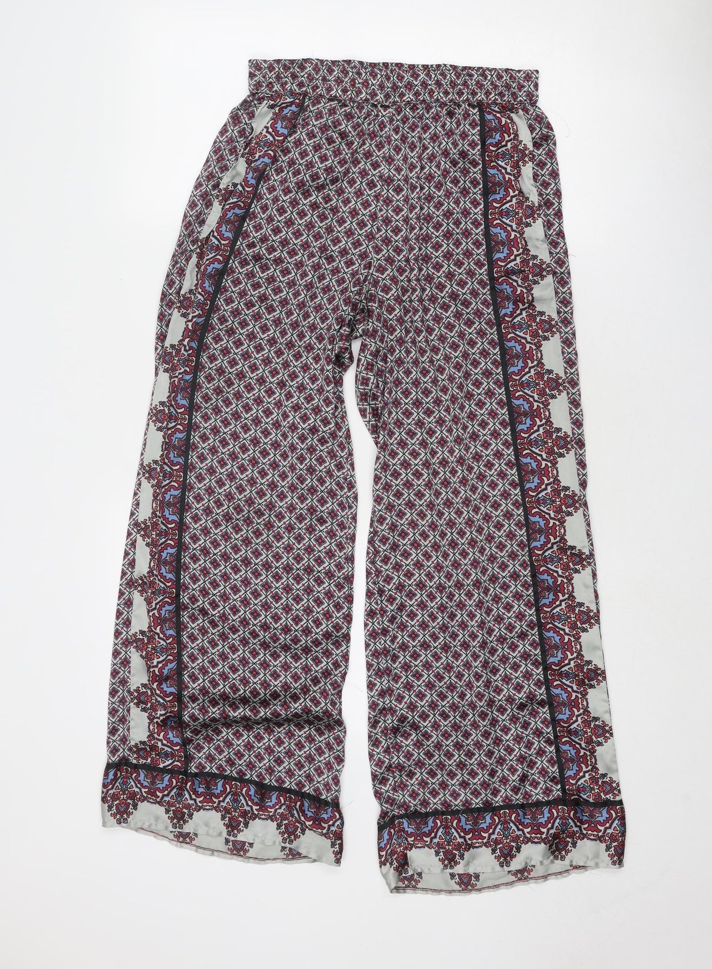 Topshop Womens Multicoloured Geometric Polyester Trousers Size 26 in Regular