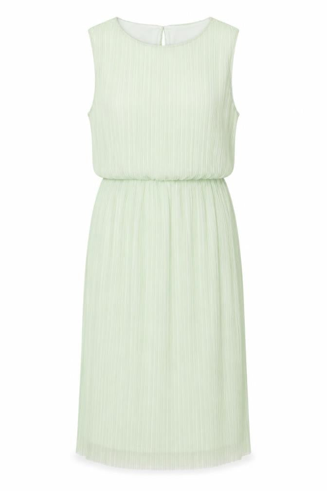 Front view of Miss Selfridge women’s green polyester trapeze & swing, size UK 10, round neck button