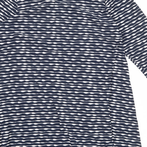 Capri Womens Blue Geometric 100% Cotton Tunic Blouse Size S Round Neck