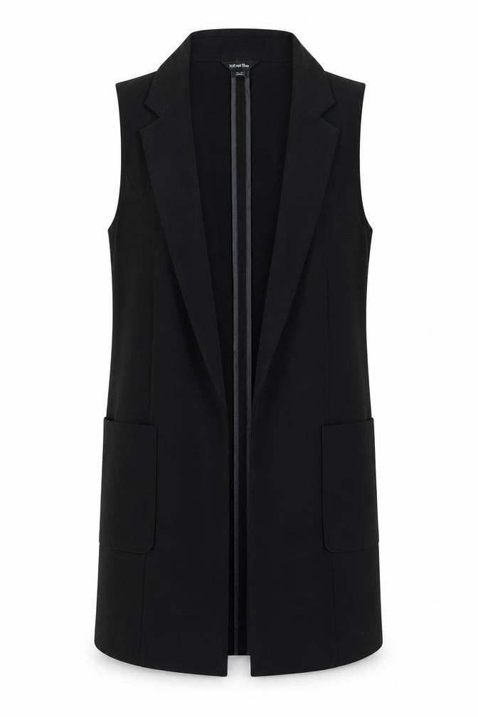 Front view of Label Be women’s black kimono jacket, size UK 12