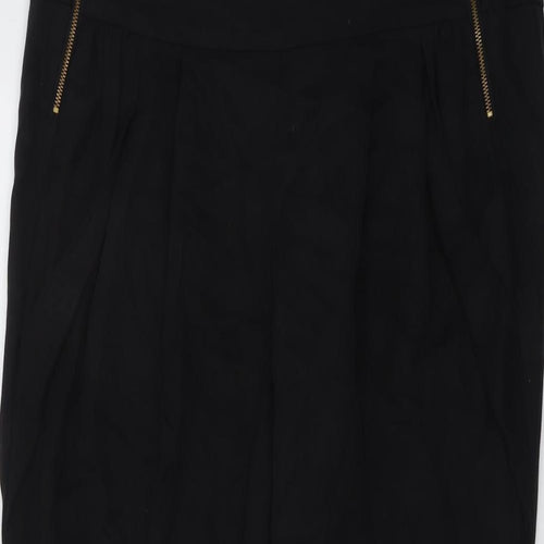 Topshop Womens Black Lyocell Capri Trousers Size 10 L25 in Regular Zip