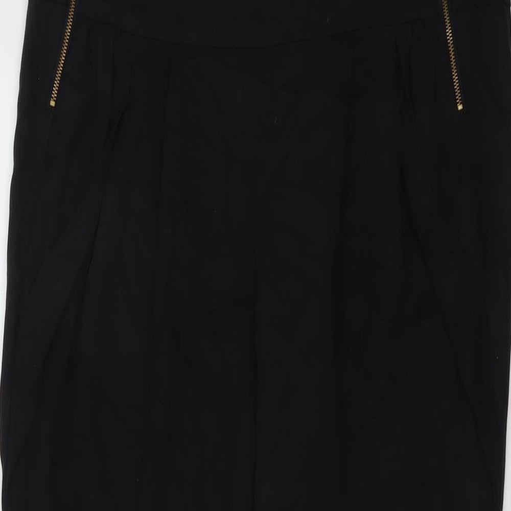 Topshop Womens Black Lyocell Capri Trousers Size 10 L25 in Regular Zip