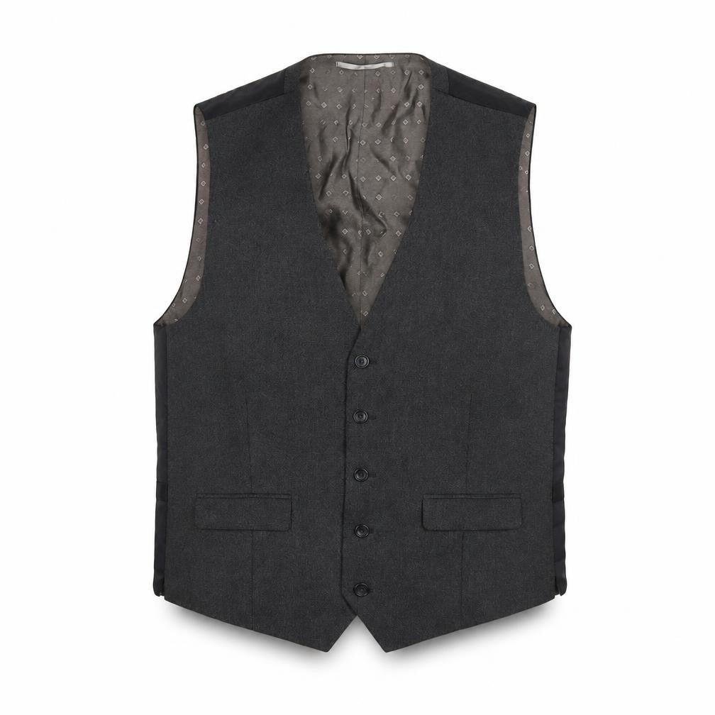 Front view of Next men’s grey polyester jacket suit waistcoat, size 42, regular