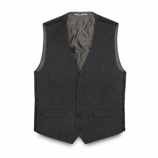 Front view of Next men’s grey polyester jacket suit waistcoat, size 42, regular
