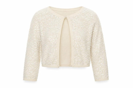 Front view of H&M women’s ivory round neck cotton cardigan jumper, size XS