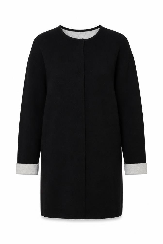 Front view of Wallis women’s black round neck acrylic jumper, size S