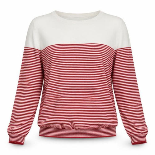Le Grand Amour Womens Red Round Neck Striped Viscose Pullover Jumper Size L