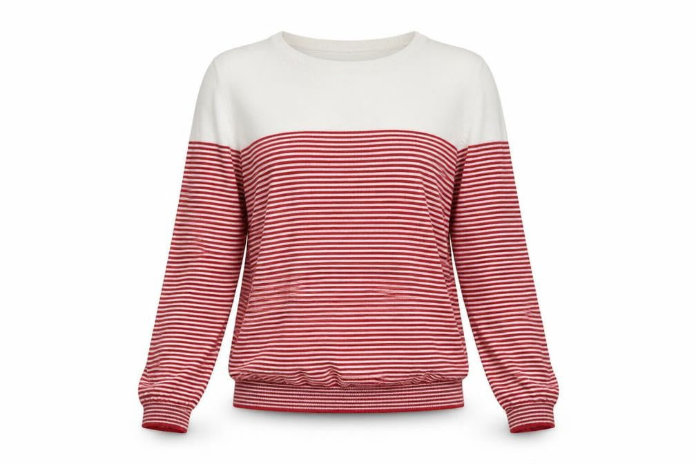 Le Grand Amour Womens Red Round Neck Striped Viscose Pullover Jumper Size L