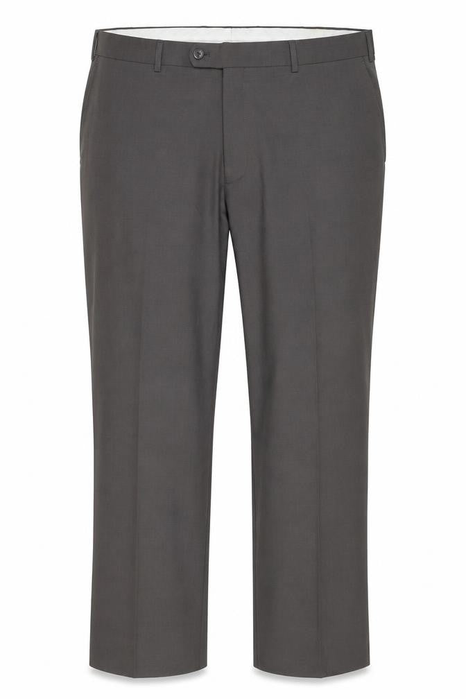 Front view of Skopes men’s brown wool chino trousers, size 42, in regular zip