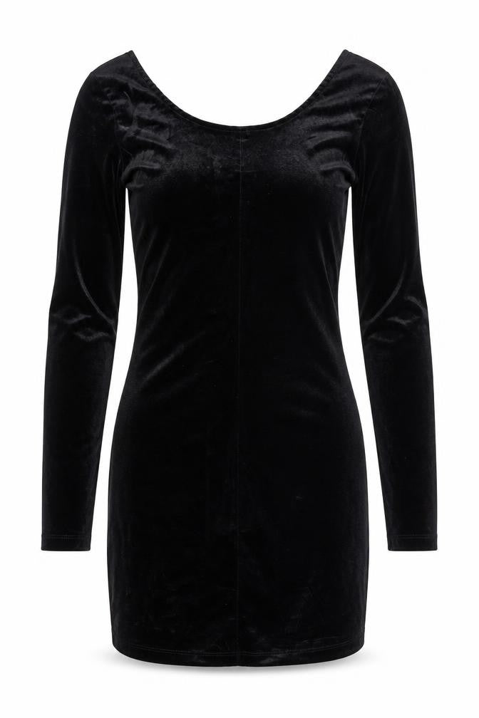 Front view of Divided by H&M women’s black polyester shift, size UK 8, round neck zip