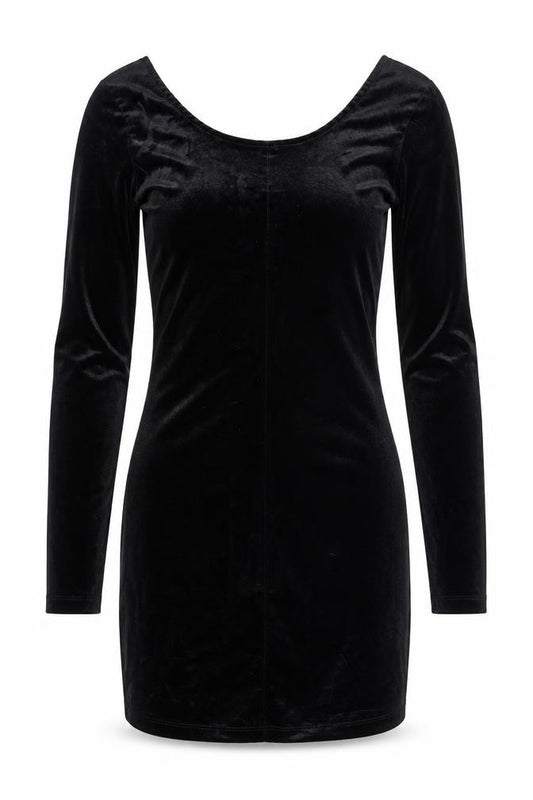Front view of Divided by H&M women’s black polyester shift, size UK 8, round neck zip