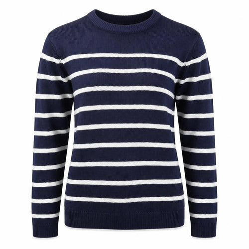 Brave Soul Womens Blue Round Neck Striped Acrylic Pullover Jumper Size 10