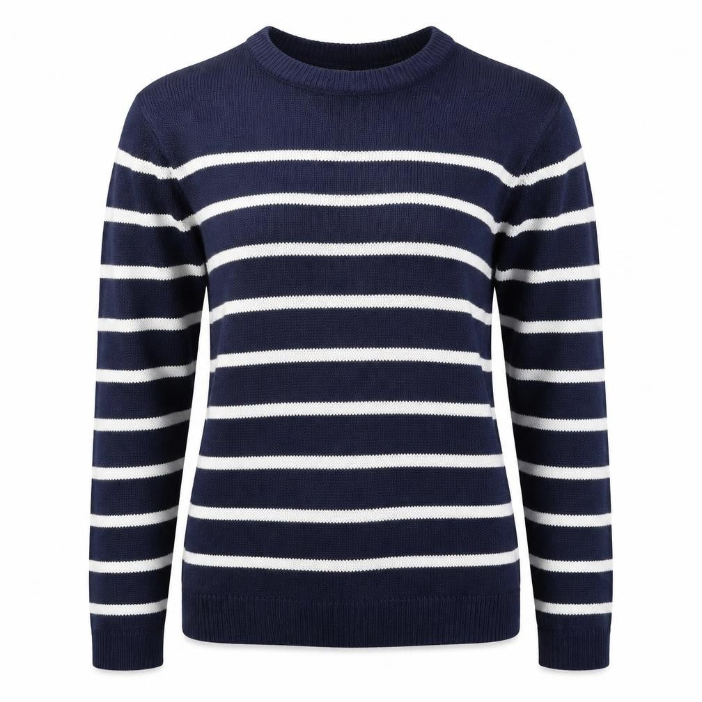 Brave Soul Womens Blue Round Neck Striped Acrylic Pullover Jumper Size 10