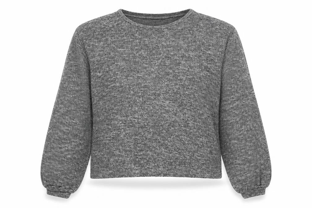 Front view of New Look women’s grey round neck polyester jumper, size M