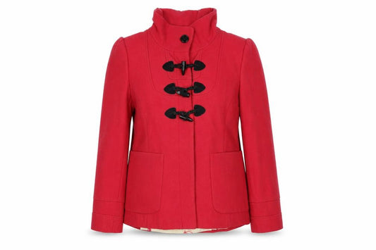 Front view of Red Herring women’s pink jacket, size UK 12, button