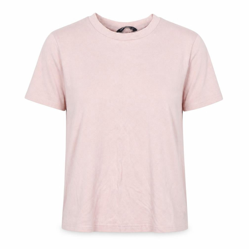 Front view of Marks & Spencer women’s pink round neck viscose jumper, size UK 16