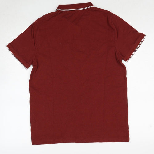 Debenhams Mens Red Cotton Polo Size M Collared Pullover