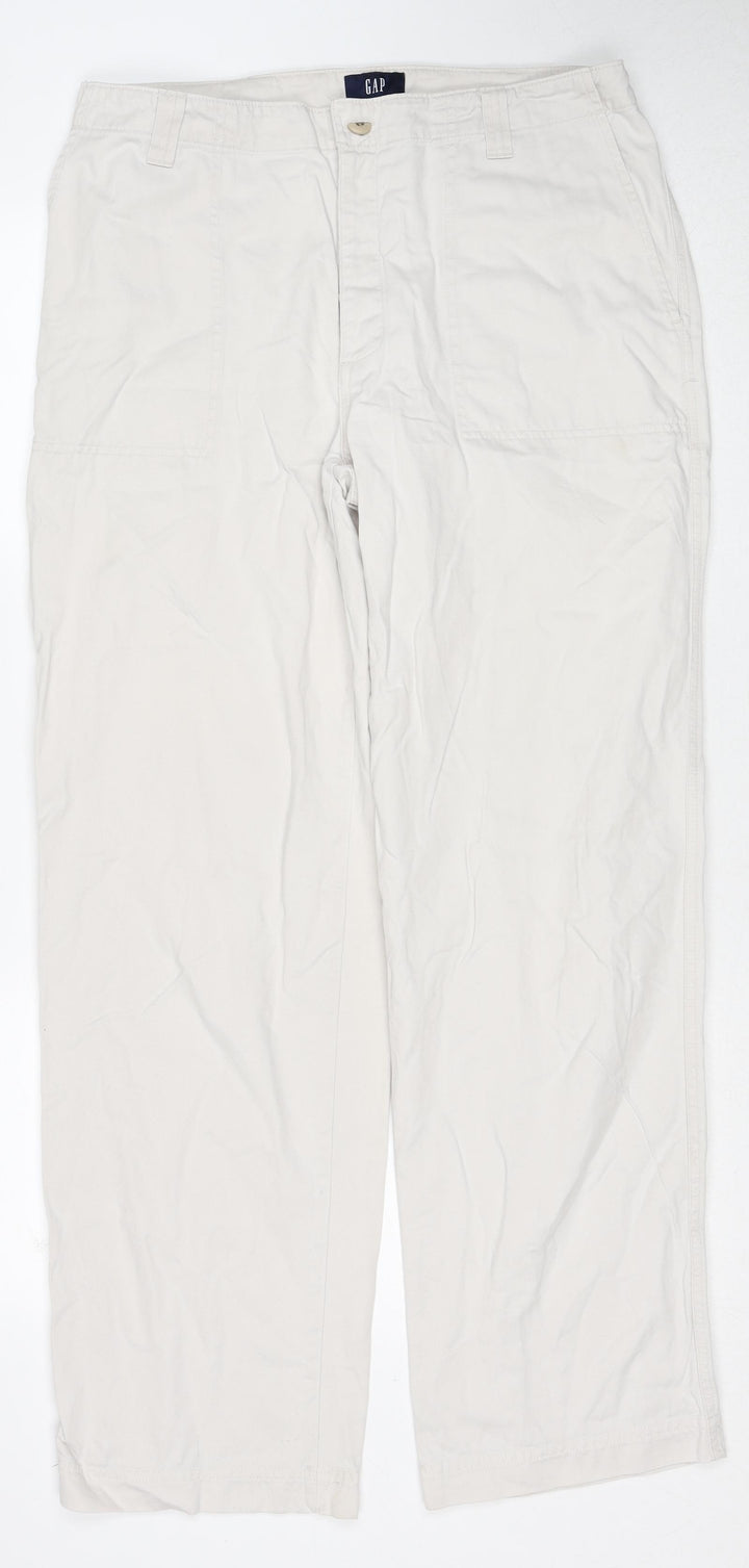 Gap Womens Beige Cotton Trousers Size 12 Regular Button