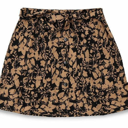 Urban Bliss Womens Brown Floral Polyester Skater Skirt Size 8 Button